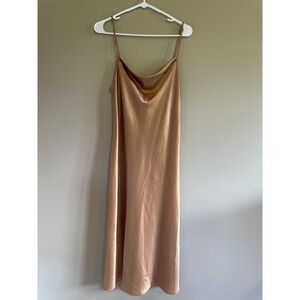 Vintage Expressions California Dynasty Gold Satin Cowl Neck Slip Dress Small